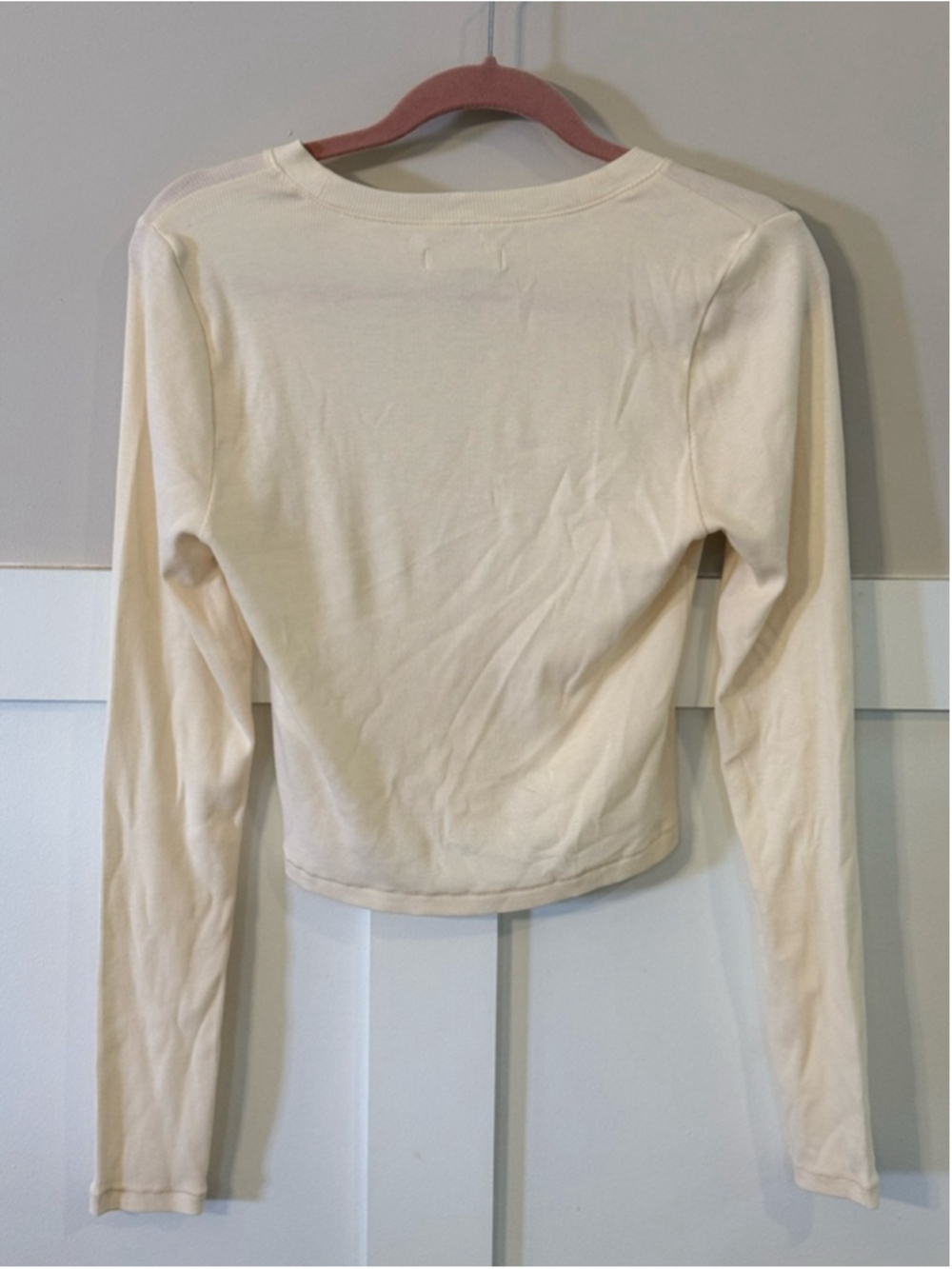 Madewell Ivory Ribbed Crop Top Large - Picture 4 of 4